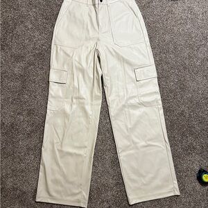 wild fable Cream Faux Leather Cargo Pants